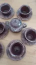 Juego de te/cafe 13 piezas ceramica esmaltada marron oscuro