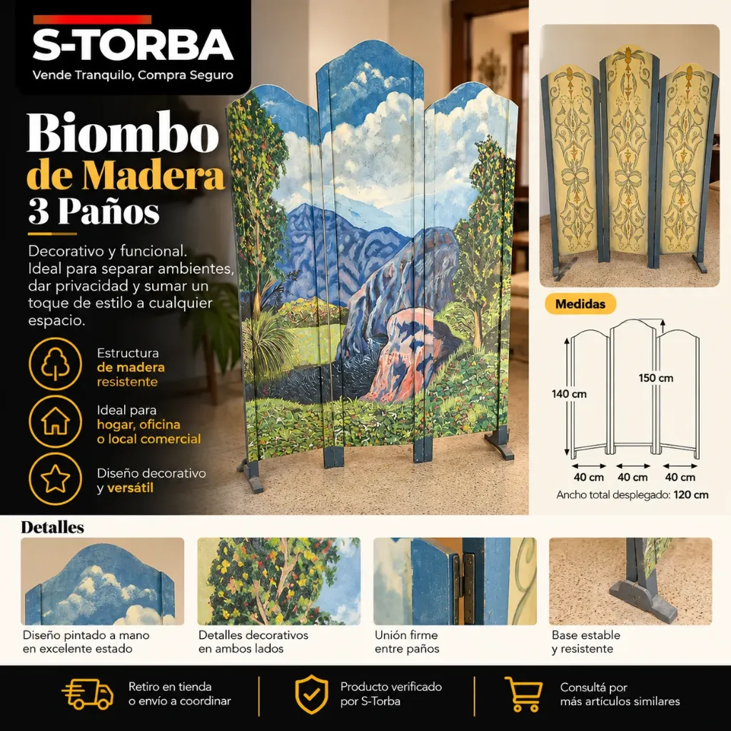 Biombo en madera