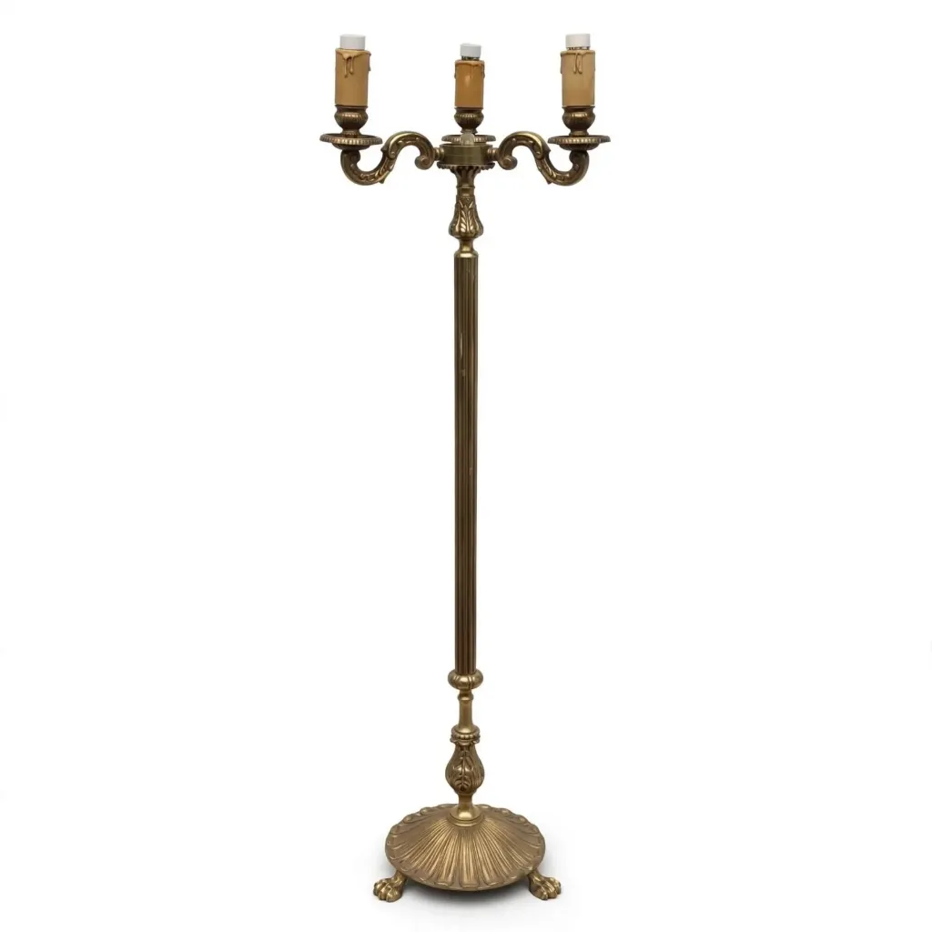 Lampara de pie antigua en bronce macizo