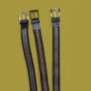 Cinturón tela sintética y cuero marrón 100 y 105 cm