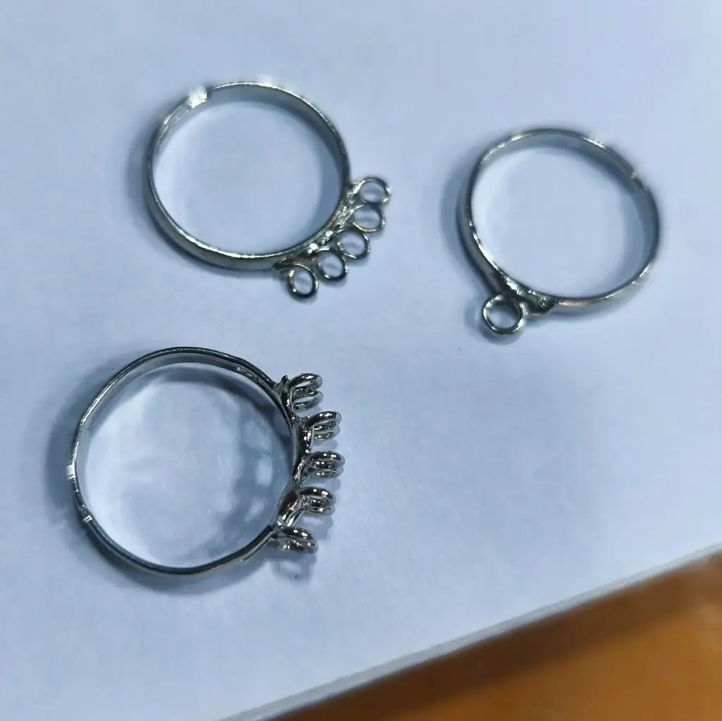 Base para anillo niquelada rulos mixtos x 10 unidades