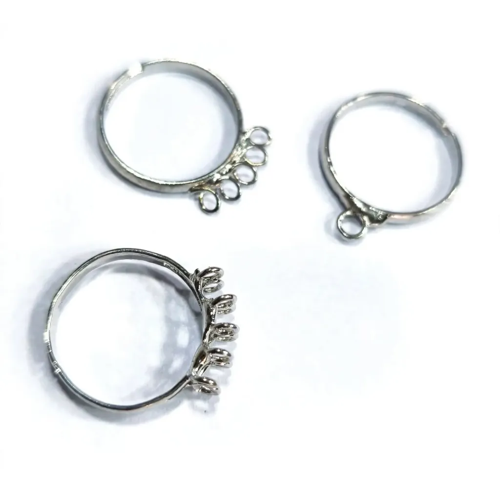 Base para anillo niquelada rulos mixtos x 10 unidades